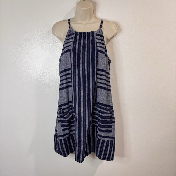 Old Navy Dresses & Skirts - Old Navy Tank Top Dress L Shift Linen Blend Blue Pockets Boho Festival Hippie